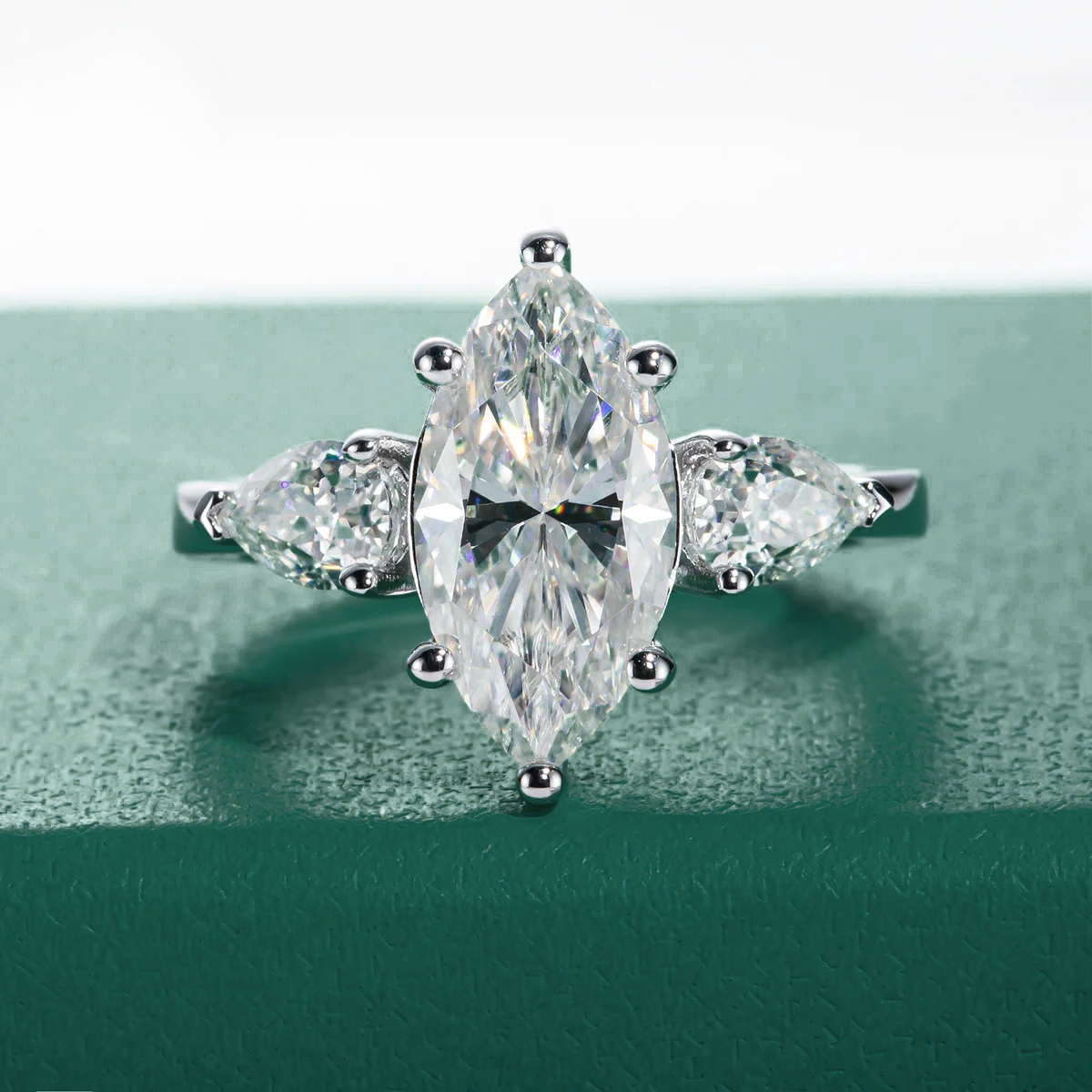 Queen Navete Moissanite Ring 