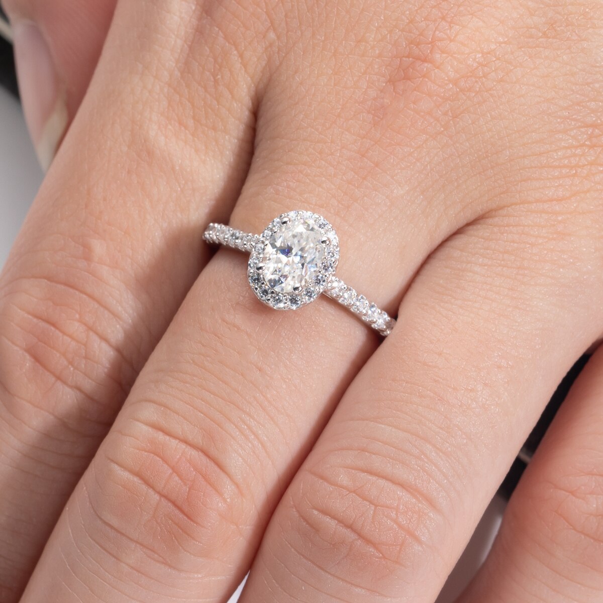 Oval Halo Moissanite Ring