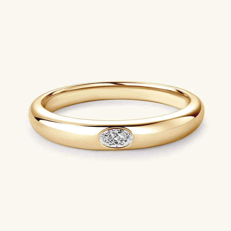 10 Points Moissanite Wedding Ring in 14k Gold Plated Silver