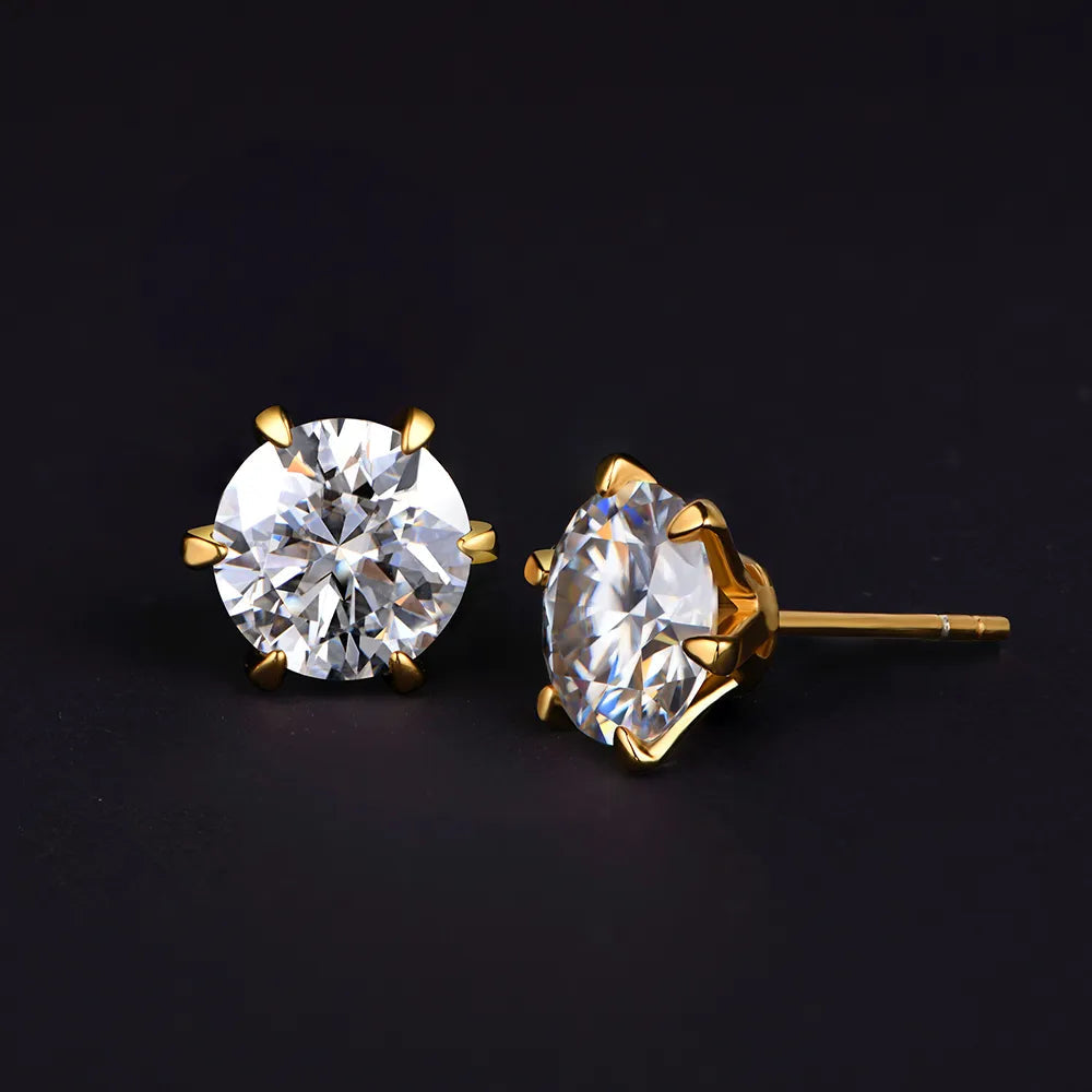 18k Gold Plated Moissanite Brilliant Point Earring