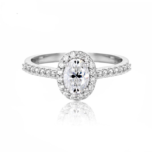 Oval Halo Moissanite Ring