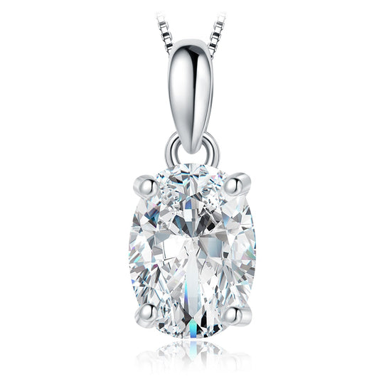 Oval Necklace with 4 Moissanite Claws 18k White Gold Plated
