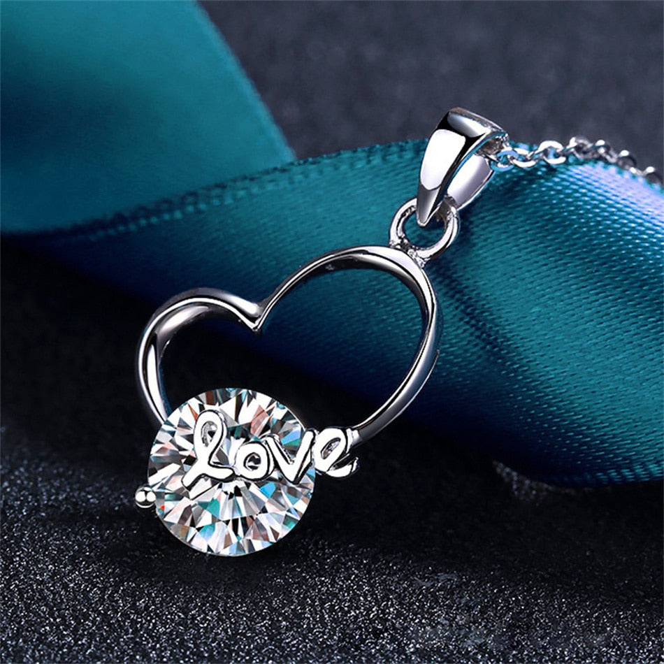 Destiny of Love Moissanite Necklace in Silver