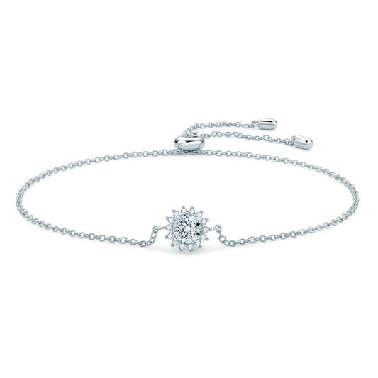 Bracelete Raio de Sol com moissanites e prata banhada a ouro branco 18K.