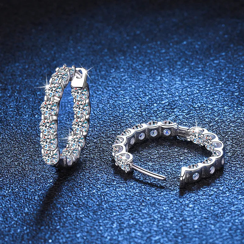 Luxury Moissanite Hoop Earring in 14k Gold Plated Silver
