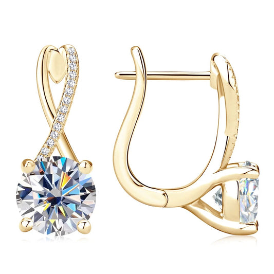 Luxury Infinity Moissanite Earring 18k Gold Plated