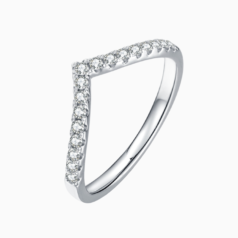 Half Heart Moissanite Wedding Ring