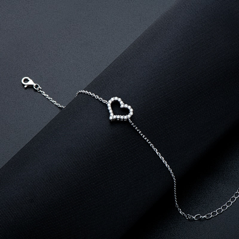 Pure Love Bracelet with Moissanites and 14k White Gold Plated Silver