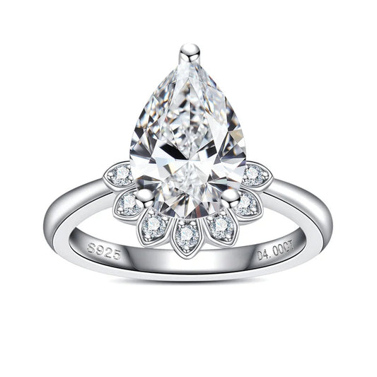 Flower Pear Moissanite Ring