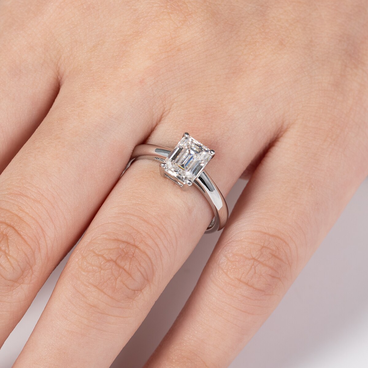 Emerald Moissanite Solitaire Ring