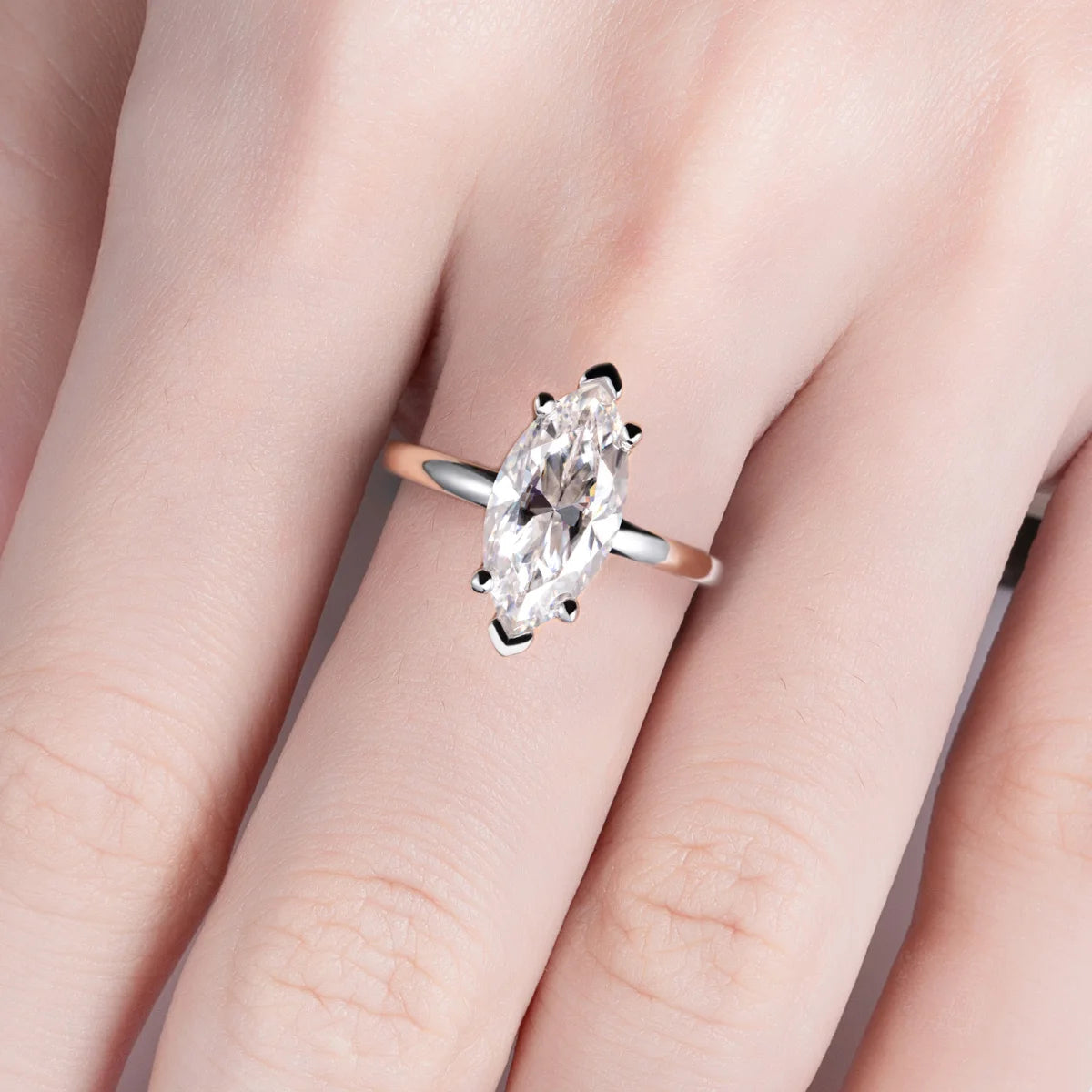 Marquise Moissanite Solitaire Ring 