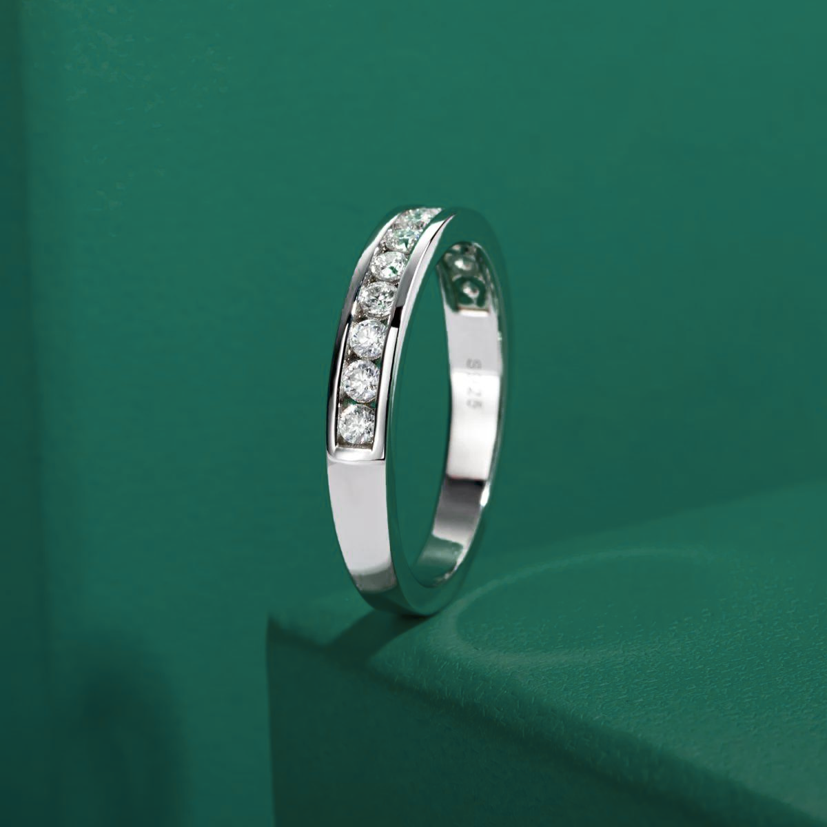 Channel Moissanite Half Ring