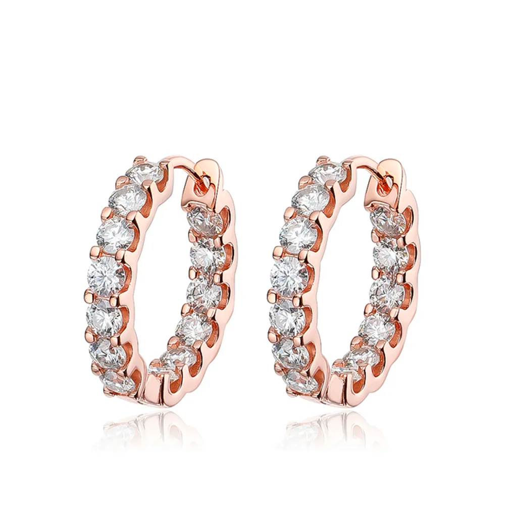 Luxury Moissanite Hoop Earring in 14k Gold Plated Silver