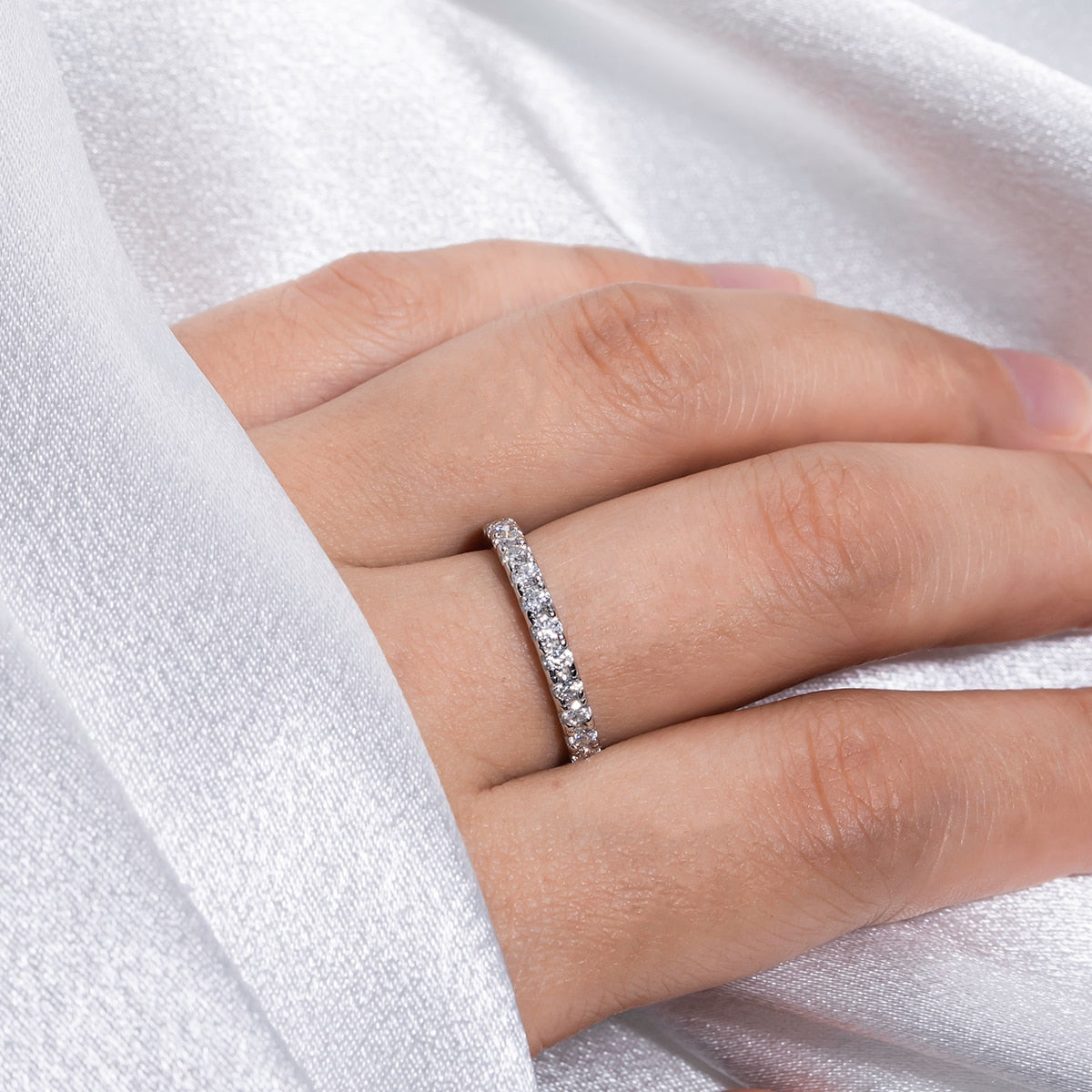 Moissanite Half Wedding Ring
