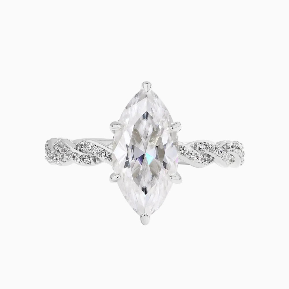 3ct Marquise Cut Moissanite Ring in 925 Sterling Silver