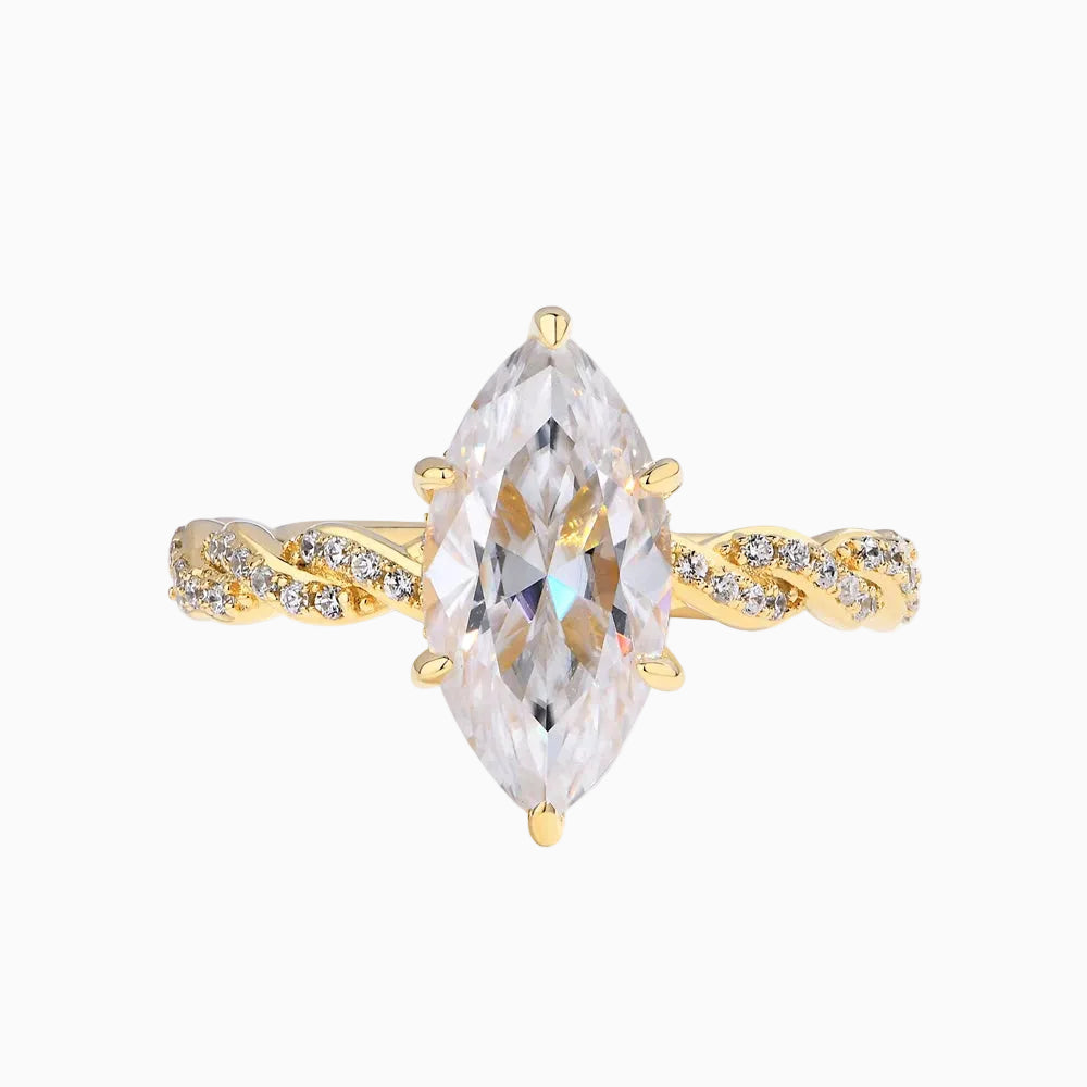 3ct Marquise Cut Moissanite Ring in 925 Sterling Silver