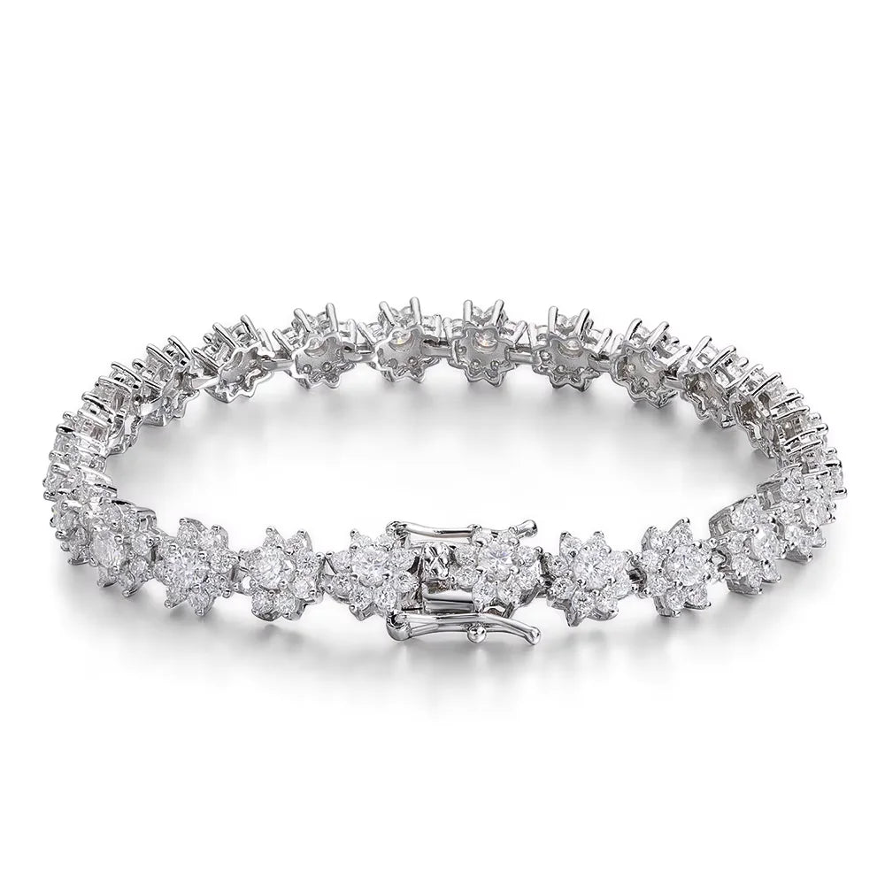 Fleur Moissanite 925 Sterling Silver Tennis Bracelet
