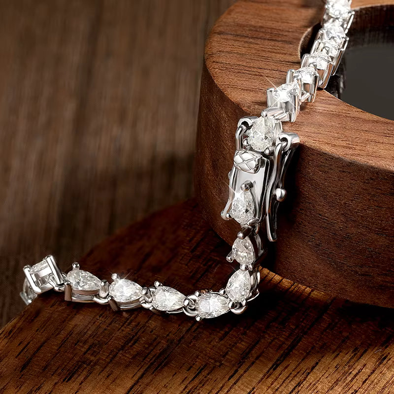 Poire Moissanite 925 Sterling Silver Tennis Bracelet