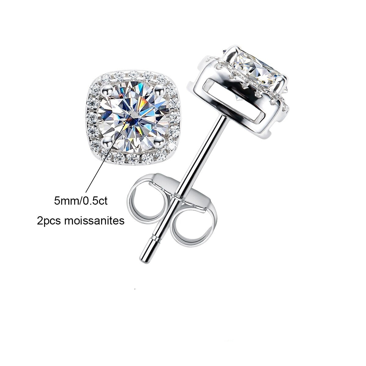 Carré Brillant Moissanite Earrings