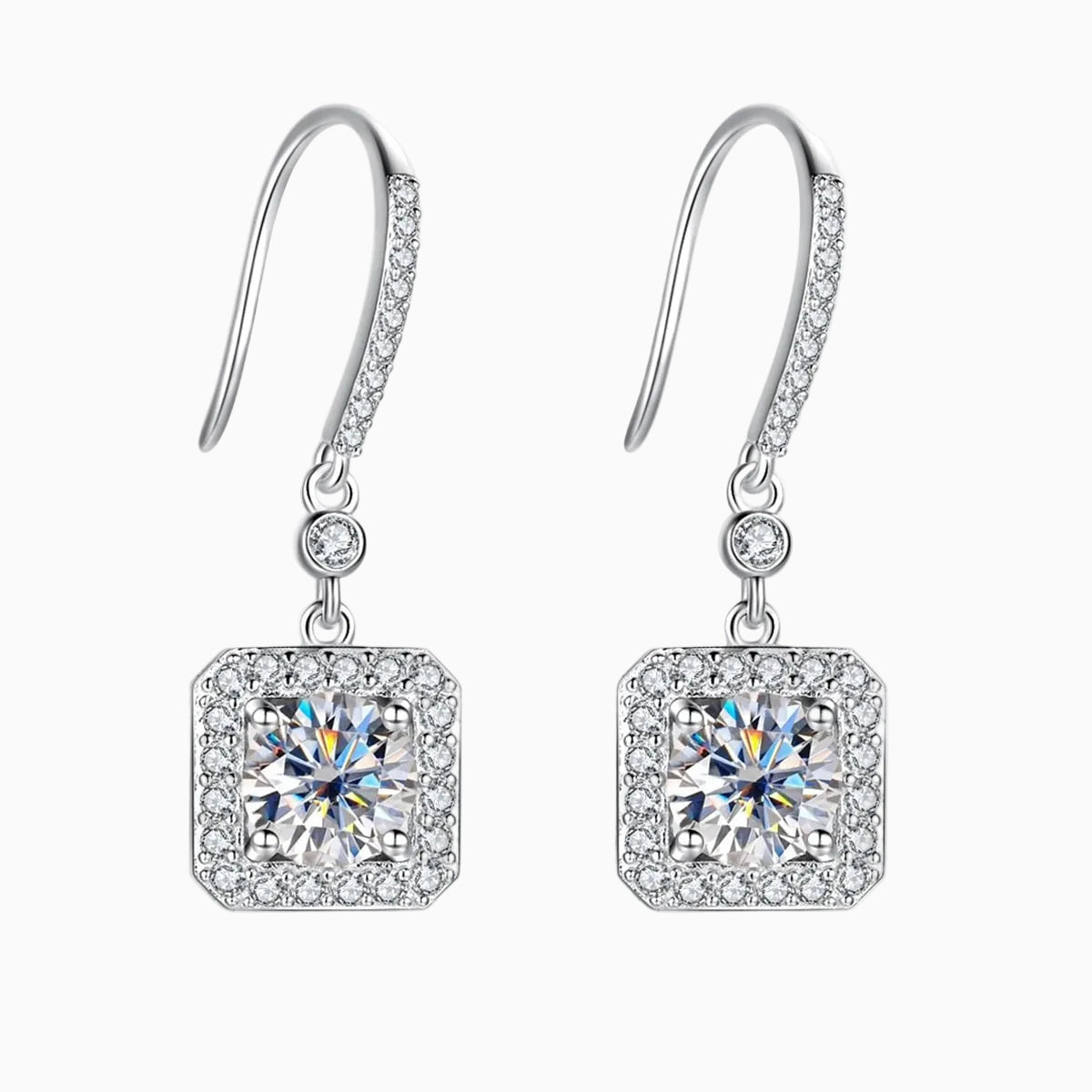 Carré Drop Moissanite Earrings