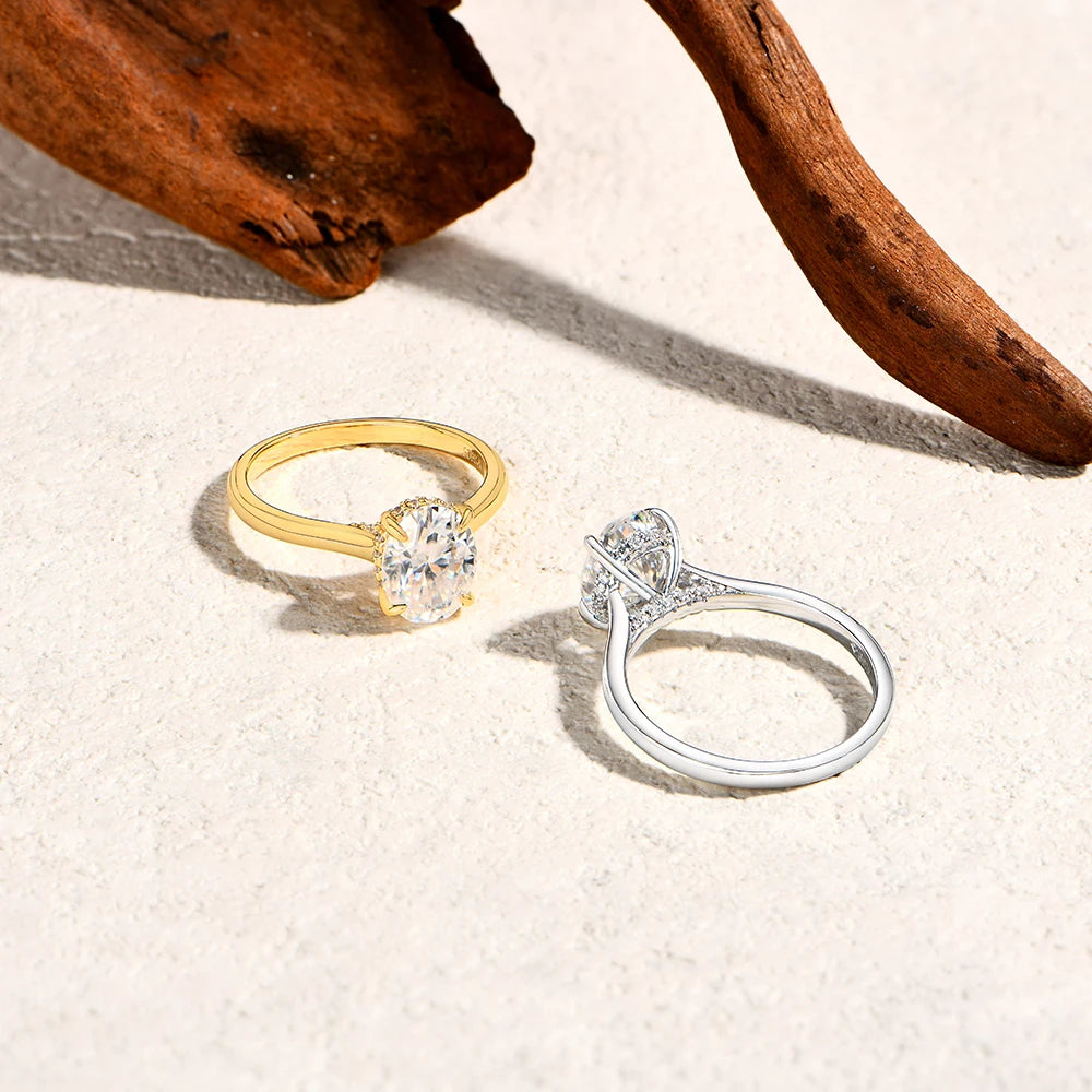 Grand Oval Moissanite Sterling Silver Ring