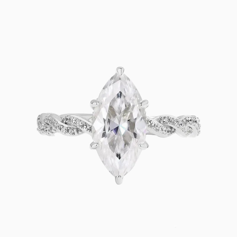 3ct Marquise Cut Moissanite Ring in 925 Sterling Silver