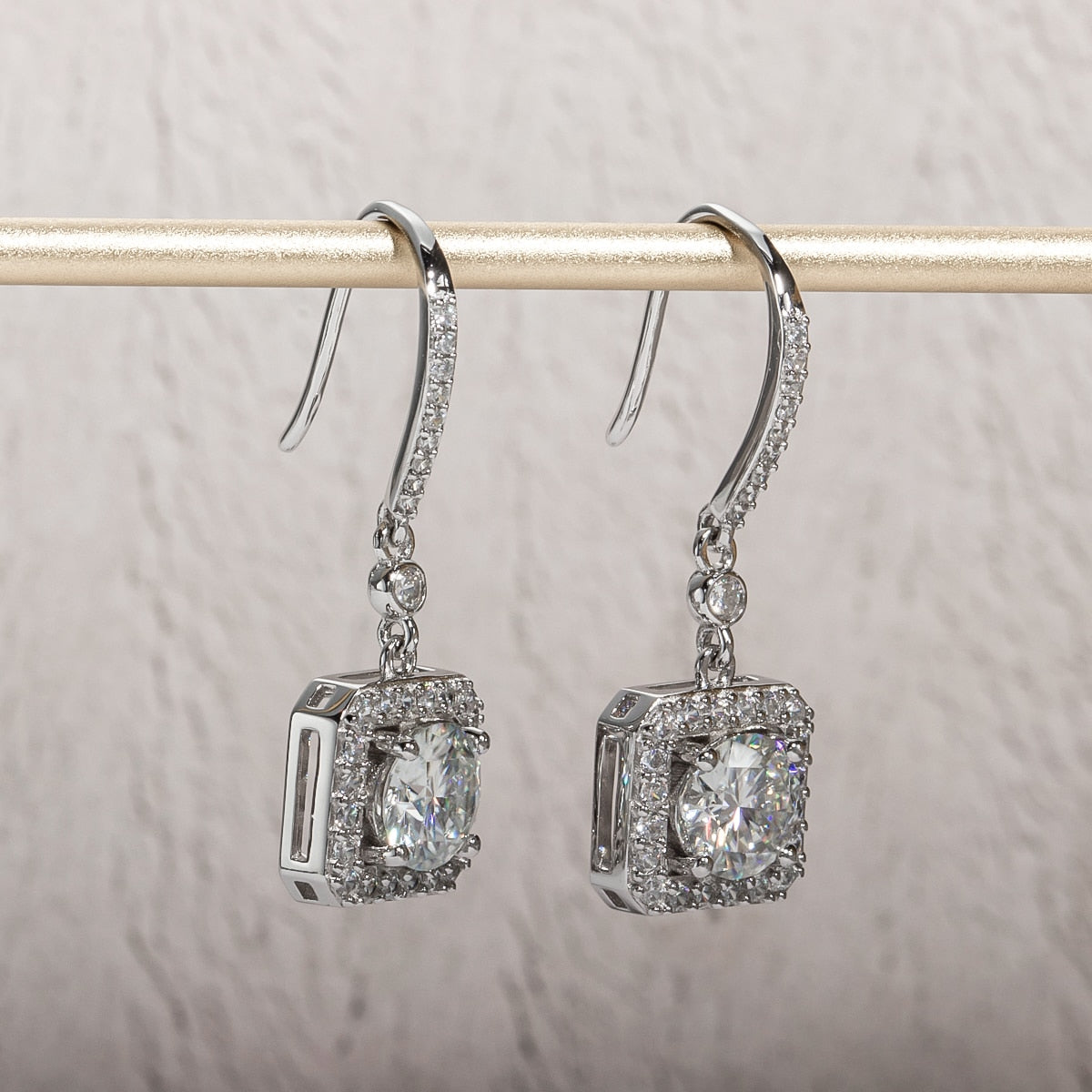 Carré Drop Moissanite Earrings