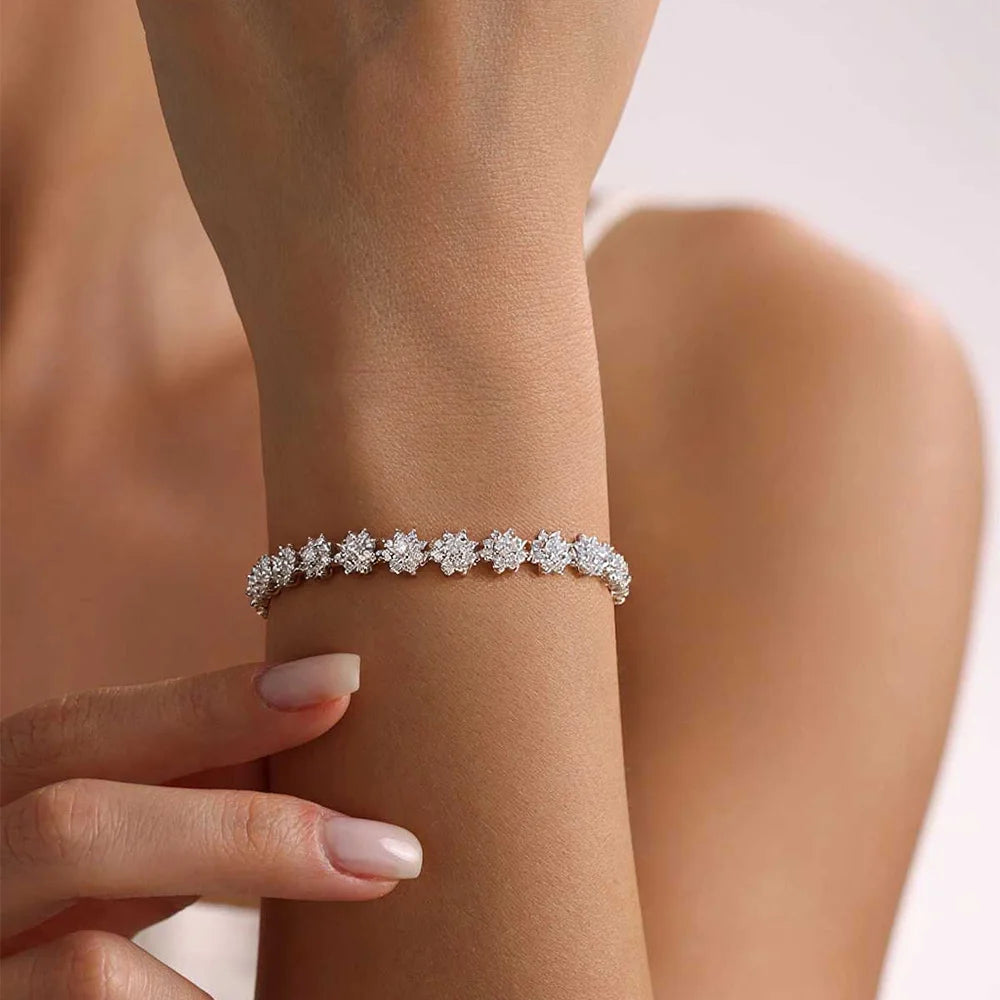 Fleur Moissanite 925 Sterling Silver Tennis Bracelet