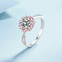 Éden Moissanite Ring in 925 Silver with Rose Gold Detail and Moissanite Center Stone