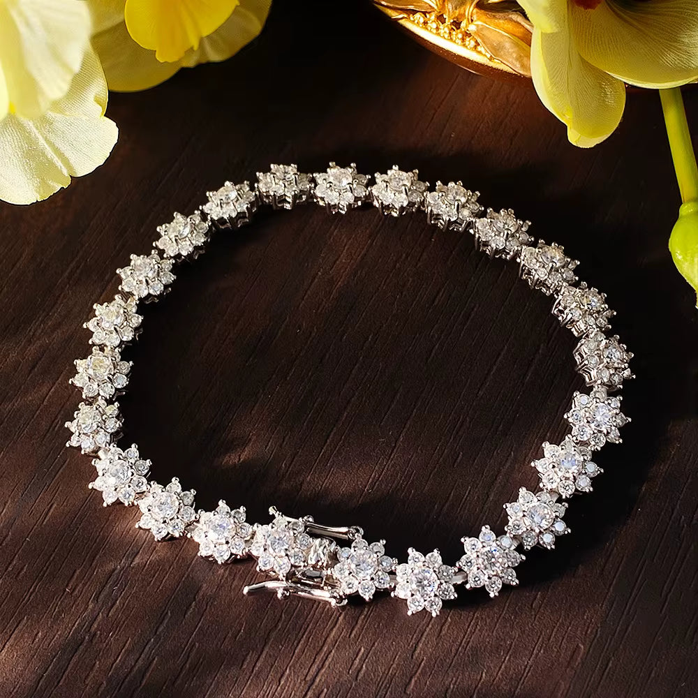 Fleur Moissanite 925 Sterling Silver Tennis Bracelet