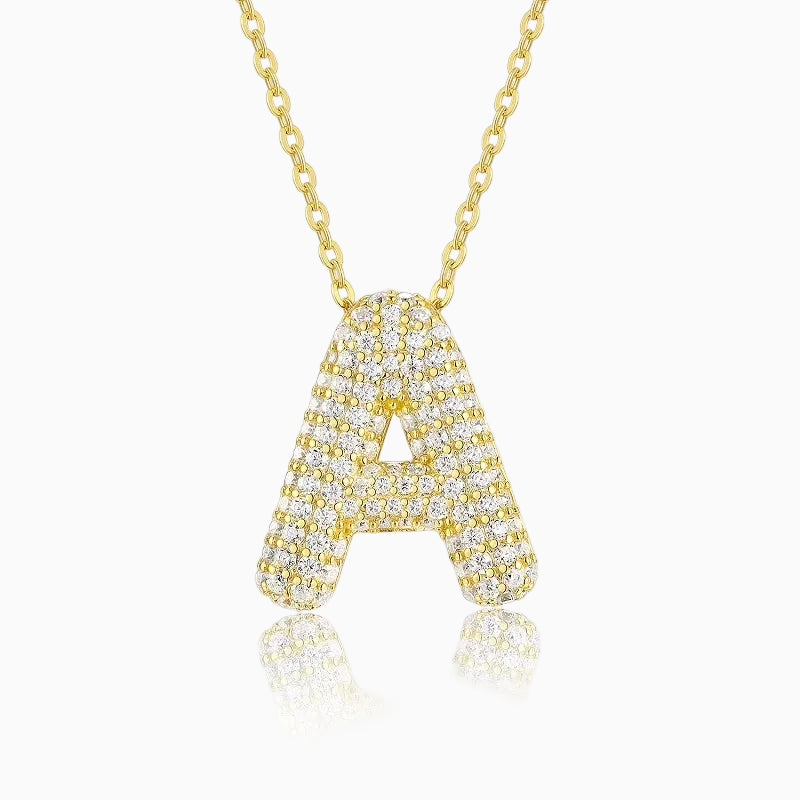 Moissanite Initial Letter Necklace in 925 Sterling Silver