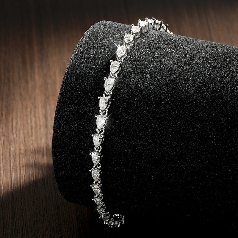 Poire Moissanite 925 Sterling Silver Tennis Bracelet