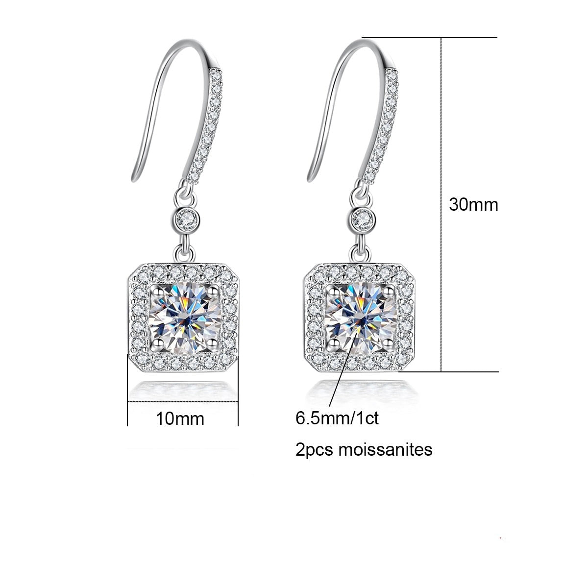 Carré Drop Moissanite Earrings