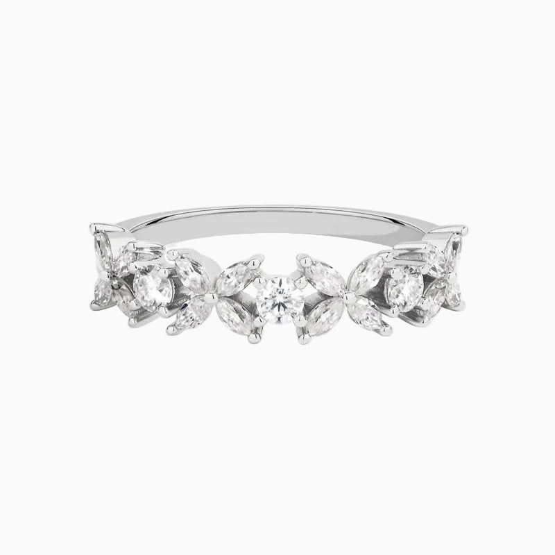 Butterfly Flower Moissanite Engagement Ring in 925 Sterling Silver