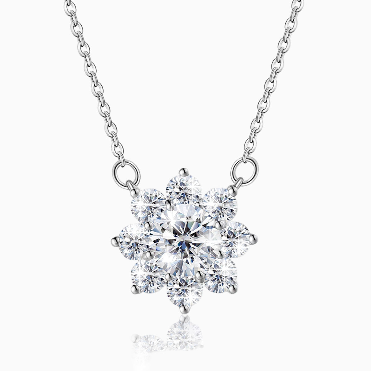 Jasmine Flower Moissanite Necklace in Silver