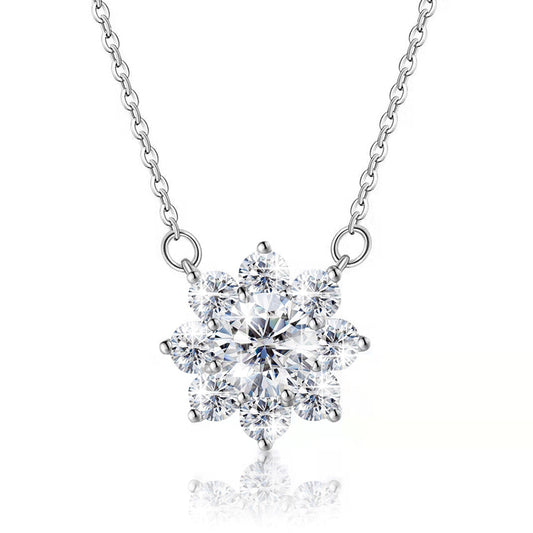 Jasmine Flower Moissanite Necklace in Silver
