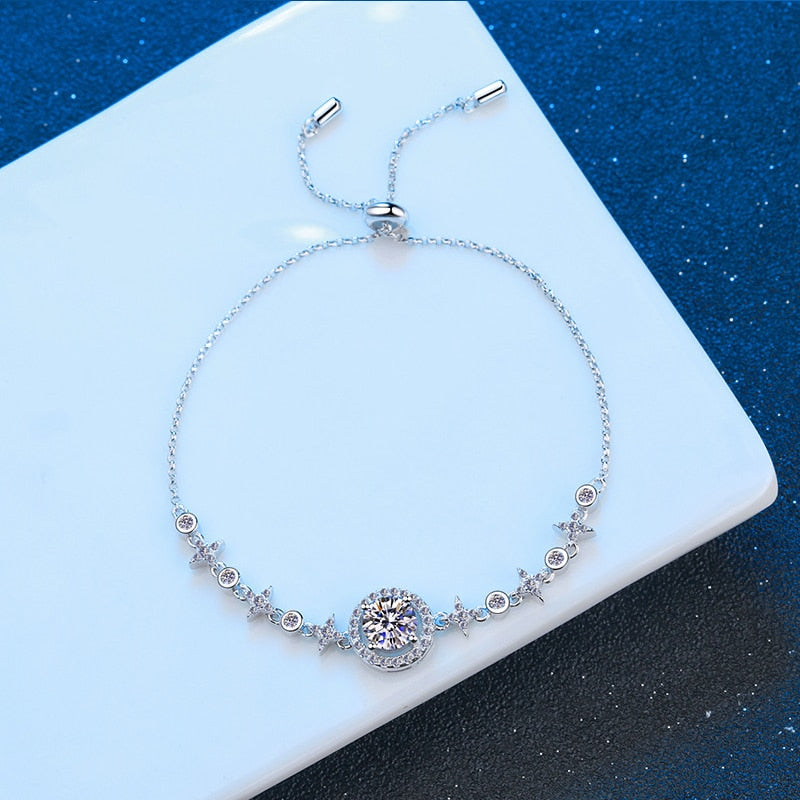 Ice Queen Bracelet Moissanite and Silver Plated in 18k White Gold