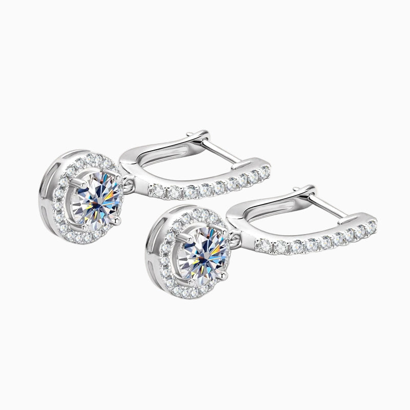 18k Gold Plated Moissanite Circular Charm Earring