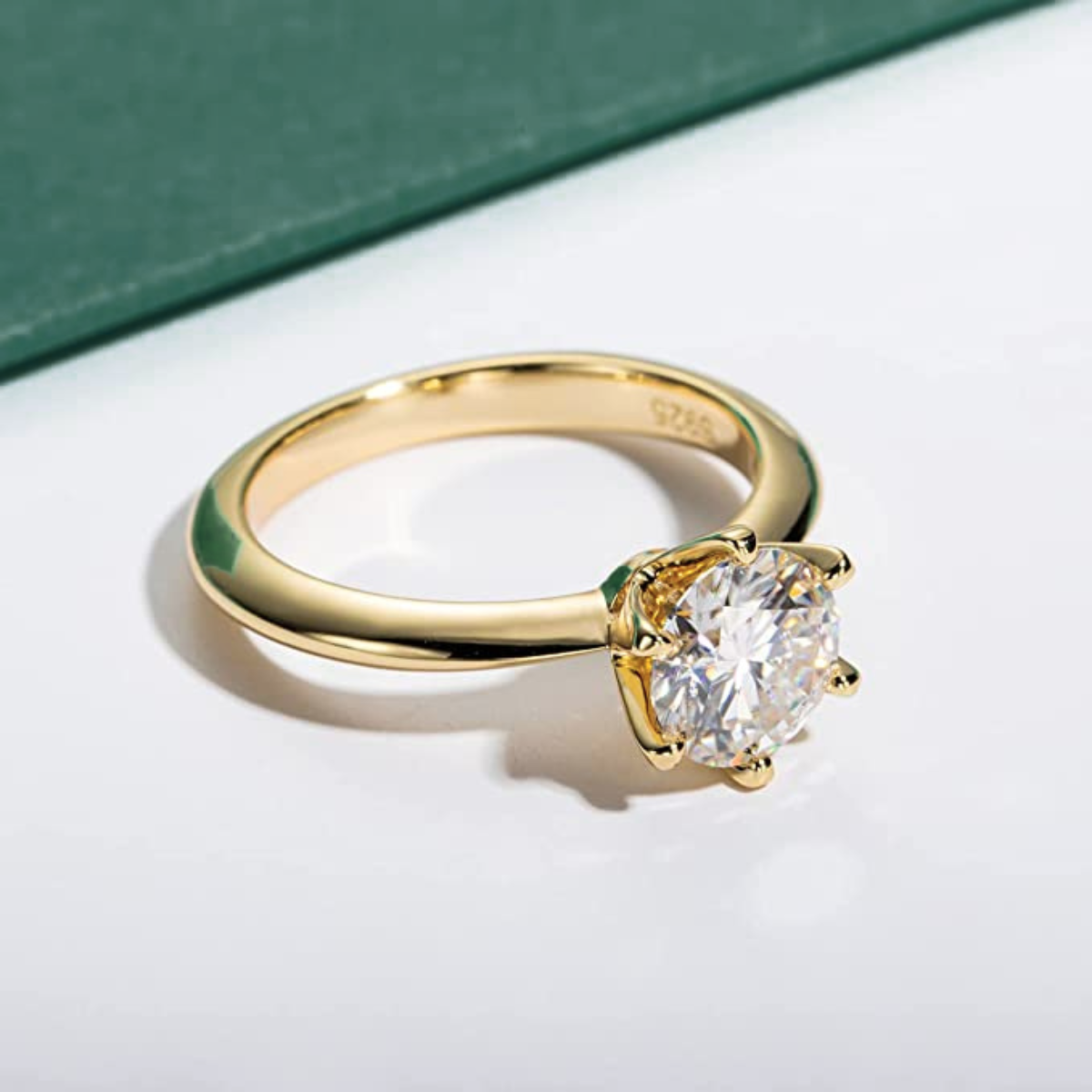 Gold Moissanite Solitaire Ring