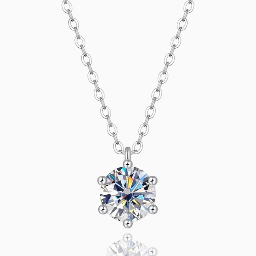 Silver Moissanite Point of Light Necklace