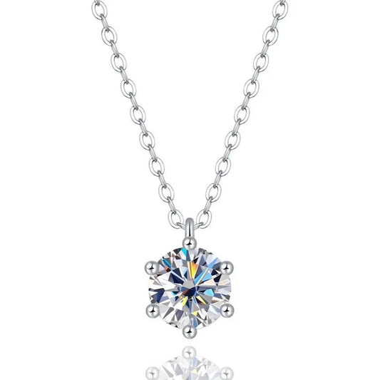 Silver Moissanite Point of Light Necklace