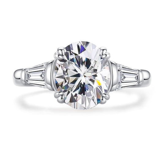 Oval Moissanite Triad Ring 