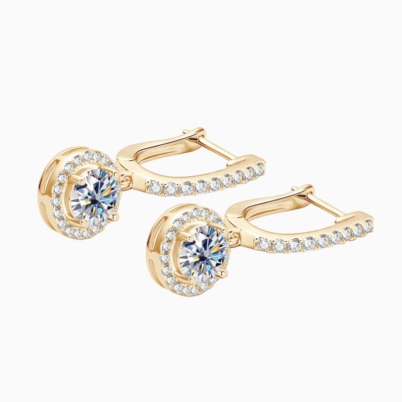 18k Gold Plated Moissanite Circular Charm Earring