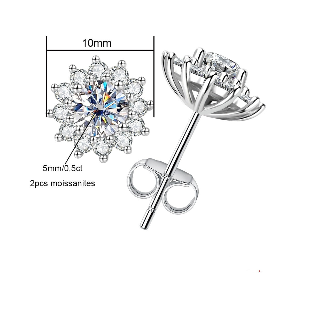 Sunflower Moissanite Earring