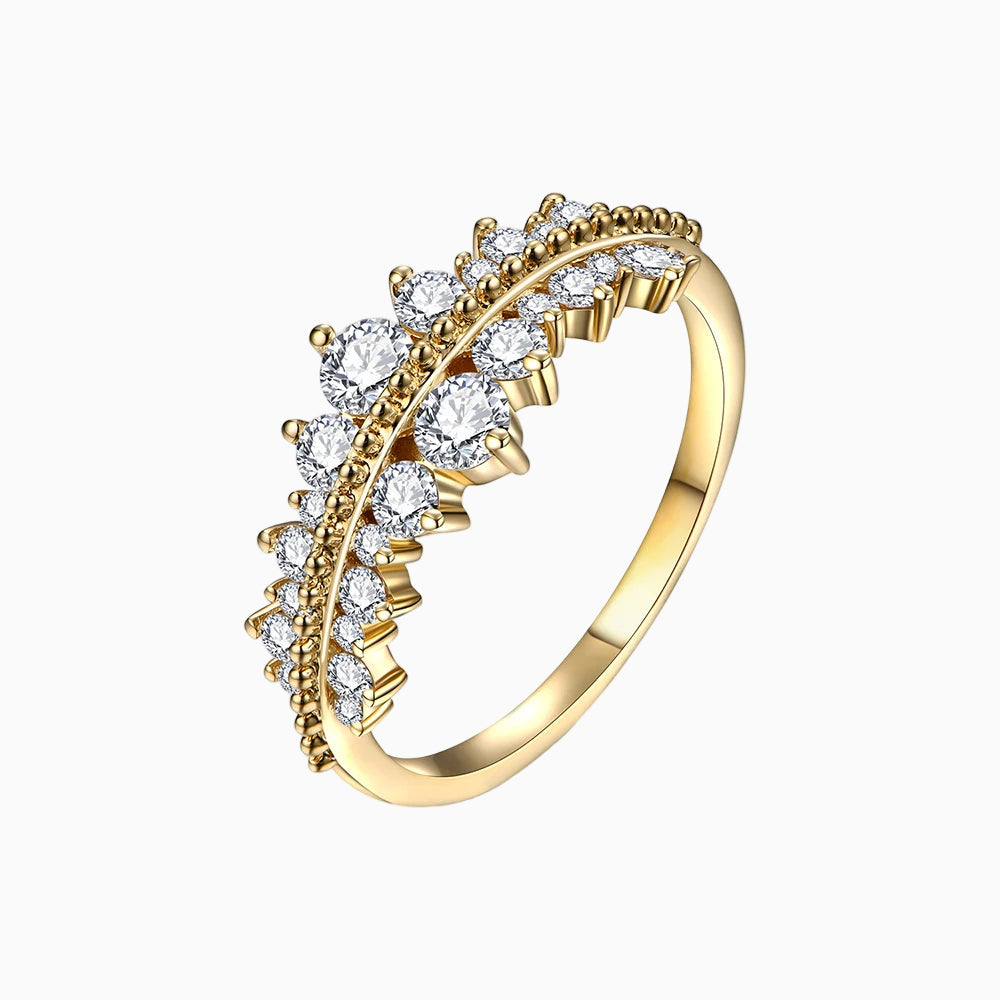 Anel de noivado Moissanite Pure em prata 925 banhada a ouro 18K com pedras de moissanita, estilo moderno.