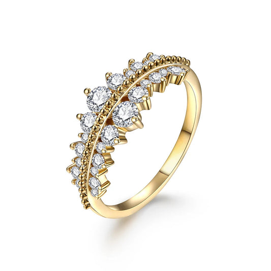 Anel de noivado Moissanite Pure em prata 925 banhada a ouro 18K com pedras de moissanita, estilo moderno.
