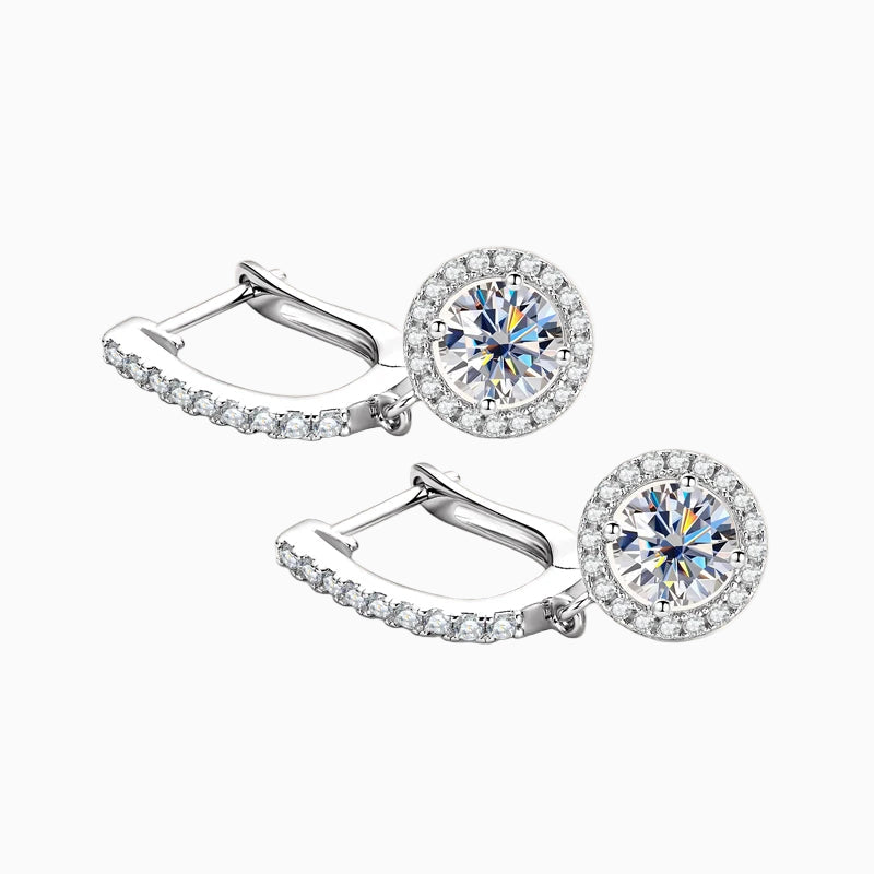 18k Gold Plated Moissanite Circular Charm Earring