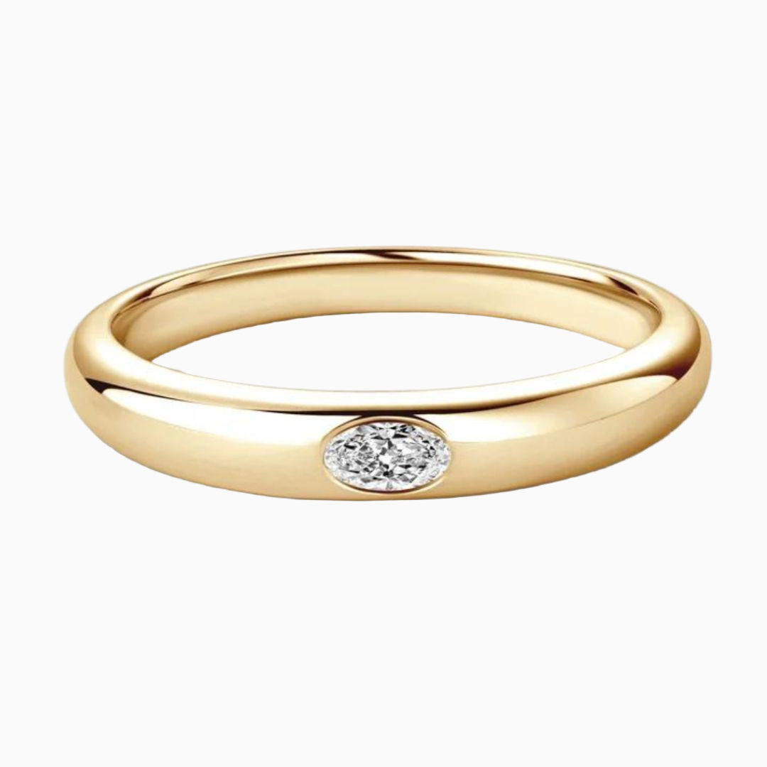 Elegant 10-point moissanite gold-plated silver ring.