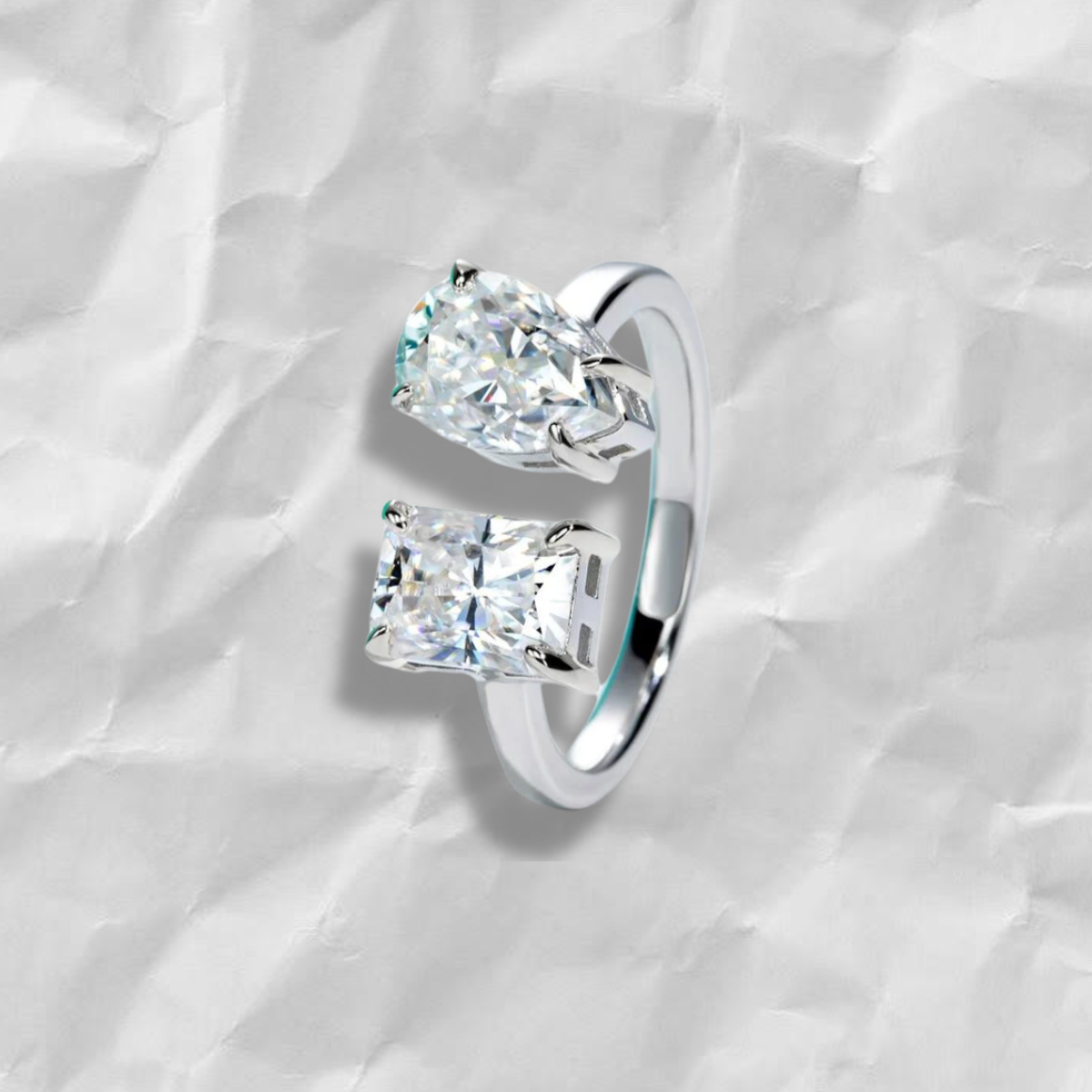 Radiant Pear Moissanite Ring 