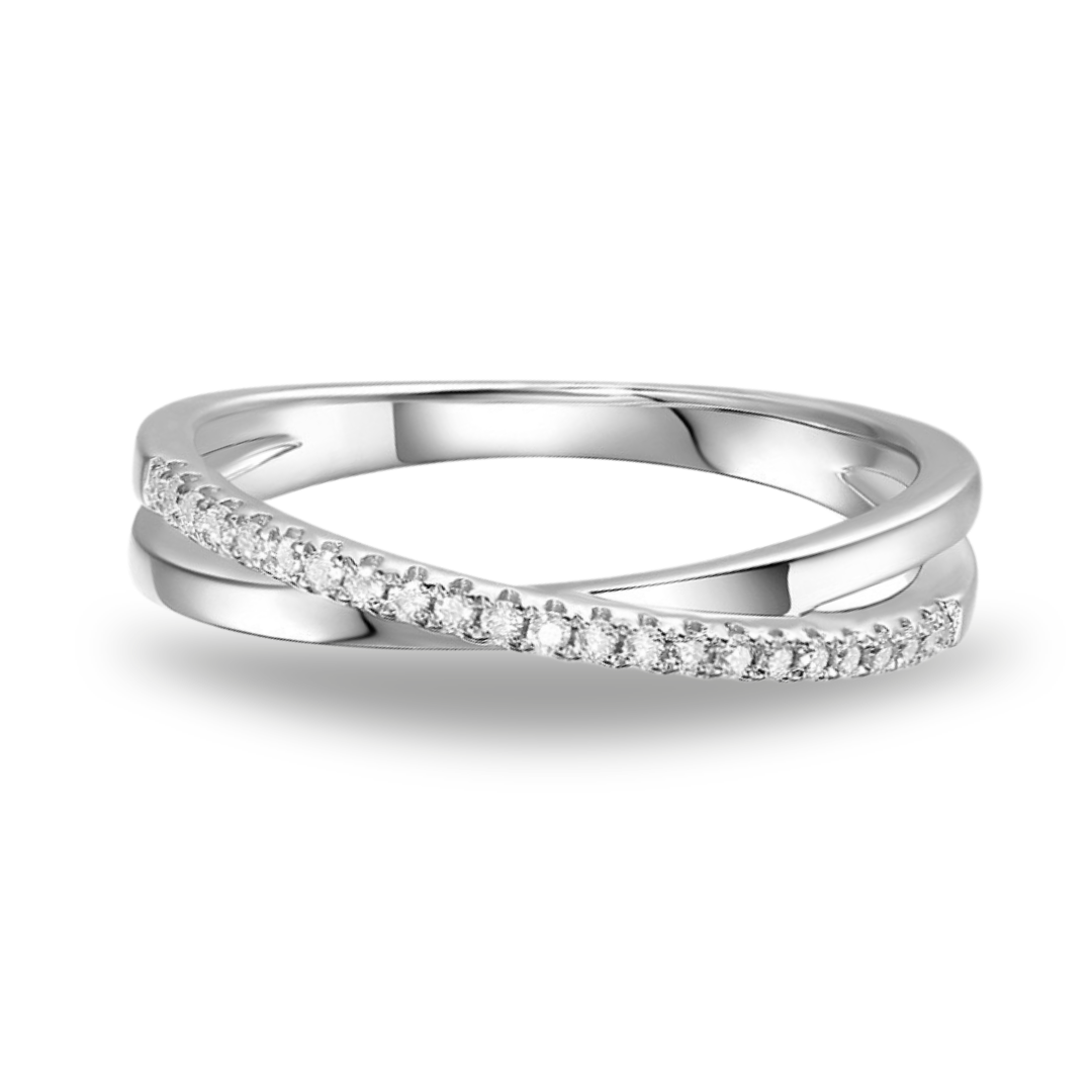 Half Moissanite Cross Wedding Ring